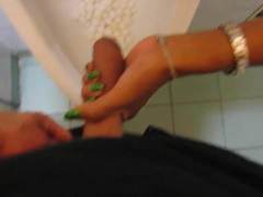 Thai bar girl- Helping hand Piss and a Wank in the toilets